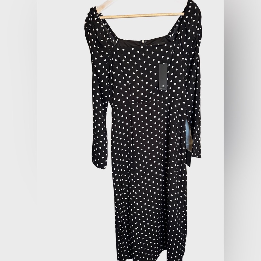 Lulu's Black and White Polka Dot Long Sleeve Dress